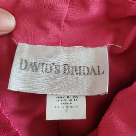 Vintage David's Bridal Dress Halter Pleated Fit & Flare Balloon Hem Pink Sz XXS - Picture 3 of 9